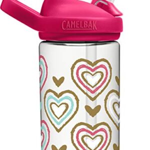 Eddy+ Kids BPA-Free Water Bottle with Straw, 14oz, Hearts