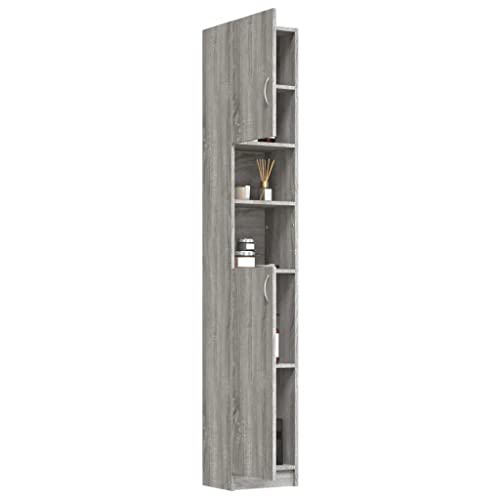 vidaXL Bathroom Cabinet Gray Sonoma 12.6"x10"x74.8" Engineered Wood