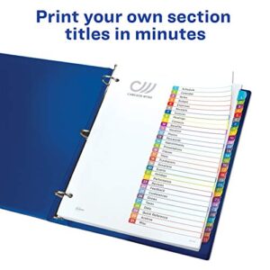 Avery 31-tab Dividers for 3 Ring Binders, Customizable Table of Contents, Multicolor Tabs, 1 Set & 12 Tab Dividers for 3 Ring Binders, Customizable Table of Contents, Multicolor Tabs, 1 Set (11843)