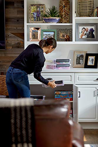 Plano PLA131401 4 Pack Cubby Cube Clear Storage| Stackable Clear Storage Bins with Secure Black Latch, Clear with Black Latch