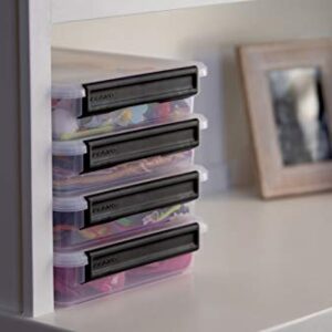 Plano PLA131401 4 Pack Cubby Cube Clear Storage| Stackable Clear Storage Bins with Secure Black Latch, Clear with Black Latch