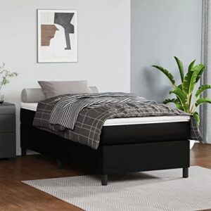 vidaxl box spring bed frame home indoor bed accessory bedroom upholstered single bed base furniture black 39.4″x74.8″ twin faux leather