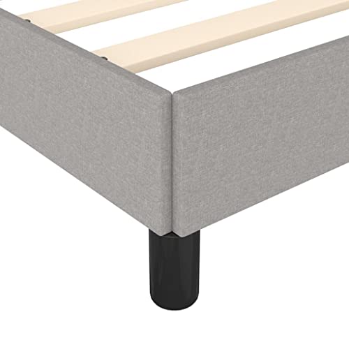 vidaXL Bed Frame Home Indoor Bedroom Bed Accessory Wooden Fabric Upholstered Double Bed Base Furniture Light Gray 76"x79.9" King Fabric