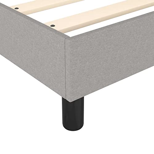 vidaXL Box Spring Bed Frame Home Indoor Bedroom Bed Accessory Wooden Upholstered Single Bed Base Furniture Light Gray 39.4"x74.8" Twin Fabric