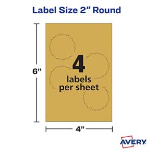 Avery Notary Seal Labels, 2" Diameter, Printable Gold Certificate Seals, Inkjet, 3-Pack, 132 Gold Seals Total (35868)