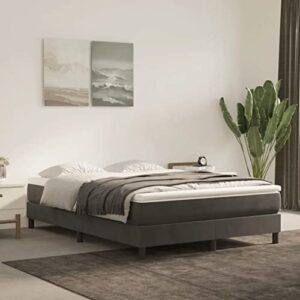 vidaxl box spring bed frame home indoor bedroom bed accessory wooden upholstered double bed base furniture dark gray 53.9″x74.8″ full velvet