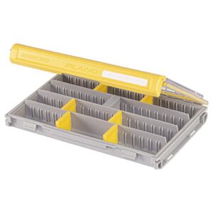 plano edge 3600 premium tackle utility box, gray and yellow with clear lid, rust-resistant and waterproof, customizable tackle protection organization