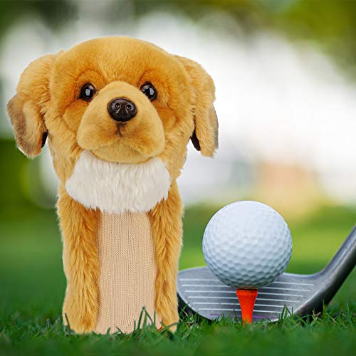 Golf Head Covers, Profey Golden Retriever Golf Covers for Golf Clubs, Novelty Realistic Animal Headcover Plush Utility Golf Club Protector Gifts for Men Kid