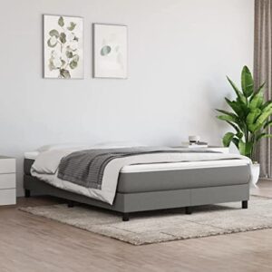 vidaXL Box Spring Bed Frame Home Indoor Bedroom Bed Accessory Wooden Upholstered Double Bed Base Furniture Dark Gray 53.9"x74.8" Full Fabric