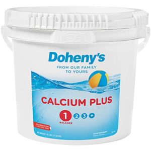 doheny’s calcium plus | raise your calcium hardness level | pro-grade granular/flake calcium chloride | low calcium hardness levels lead to corrosion & staining on pool surfaces and fixtures | 25 lb