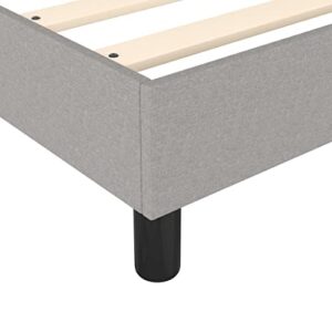 vidaXL Box Spring Bed Frame Home Indoor Bedroom Bed Accessory Wooden Upholstered Double Bed Base Furniture Light Gray 53.9"x74.8" Full Fabric