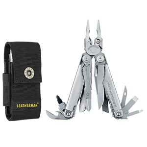 leatherman, surge heavy duty multitool with premium replaceable wire cutters and spring-action scissors, stainless steel with premium nylon sheath