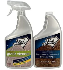 limestone and travertine floor cleaner: marble, slate, polished concrete, honed or tumbled surfaces.1-qt and ultimate grout cleaner:safe deep cleaner & stain remover for even the dirtiest grout.1-qt