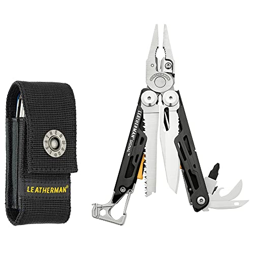 LEATHERMAN, Signal Camping Multitool with Fire Starter, Hammer and Emergency Whistle, Made in the USA, Stainless Steel with Nylon Sheath