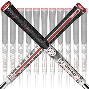 geoleap ace-r golf grips set of 13- back rib improved control，multi compound rubber and cord hybrid golf club grips, standard/mdisize, 5 colors optional. (standard, white)