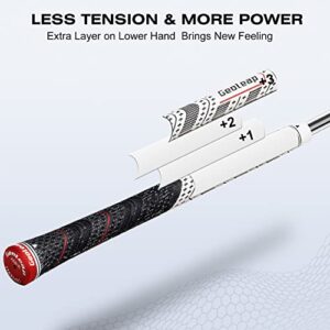Geoleap ACE-R Golf Grips Set of 13- Back Rib Improved Control，Multi Compound Rubber And Cord Hybrid Golf Club Grips, Standard/Mdisize, 5 Colors Optional. (Standard, White)