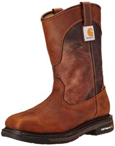 carhartt mens 11″ wellington square safety toe leather work cmp1218 industrial and construction boots, brown/dark brown leather, 13 wide us