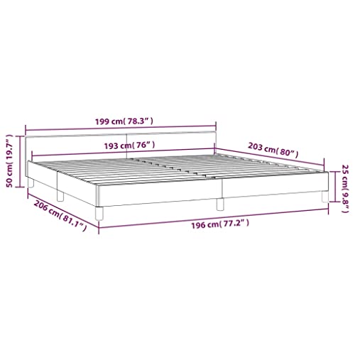 vidaXL Bed Frame with Headboard Home Indoor Bed Accessory Bedroom Upholstered Double Bed Base Furniture Light Gray 76"x79.9" King Velvet