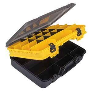 thkfish fishing tackle box organizer double layer tackle storage fishing boxes outdoor box with adjustable dividers 14.96 * 10.23 * 4.5in yellow