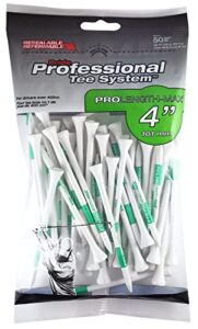 pride professional – golf pro length max – 4″, 50 count, white/green (2-pack)