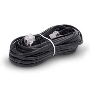phone line cord 25 feet – modular telephone extension cord 25 feet – 2 conductor (2 pin, 1 line) cable – works great with fax, aio, and other machines – black