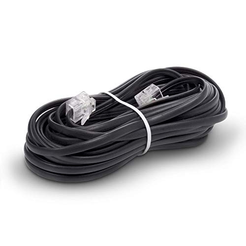 Phone Line Cord 25 Feet - Modular Telephone Extension Cord 25 Feet - 2 Conductor (2 pin, 1 line) Cable - Works Great with FAX, AIO, and Other Machines - Black