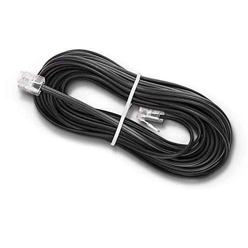 Phone Line Cord 25 Feet - Modular Telephone Extension Cord 25 Feet - 2 Conductor (2 pin, 1 line) Cable - Works Great with FAX, AIO, and Other Machines - Black