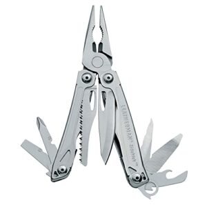 leatherman, sidekick pocket size multitool with spring-action pliers and saw, stainless steel with nylon sheath