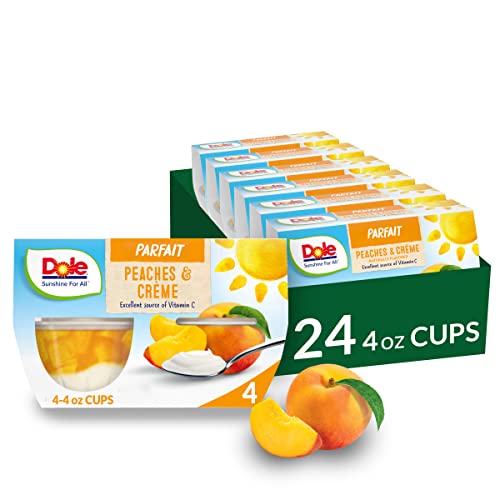 Dole Fruit Bowls Peaches & Creme Parfait, Gluten Free Healthy Snack, 4.3 Ounce 4 Count (Pack of 6)