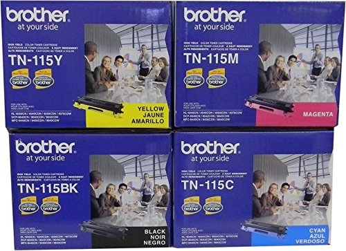 Brother TN1154PK Printer TN1154PK Color Toner - Retail Packaging - 4 Pack