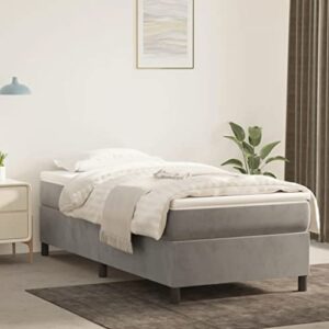 vidaxl box spring bed frame home indoor bed accessory bedroom upholstered single bed base furniture light gray 39.4″x74.8″ twin velvet