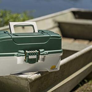 Plano 3-Tray Tackle Box with Dual Top Access, Dark Green Metallic/Off White, Premium Tackle Storage