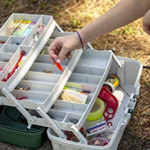 Plano 3-Tray Tackle Box with Dual Top Access, Dark Green Metallic/Off White, Premium Tackle Storage