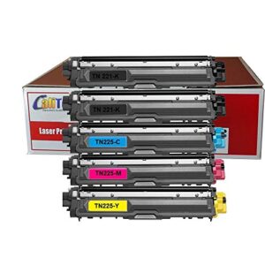 calitoner compatible laser toner cartridges replacement brother tn221 tn225 for brother mfc-9130cw, mfc-9330cdw, mfc-9340cdw, hl-3140cw, hl-3170cdw printer- (5 pack)
