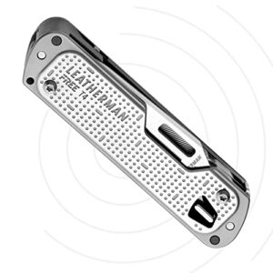 LEATHERMAN, FREE T4 Multitool and EDC Knife with Magnetic Locking and One Hand Accessible, Made in the USA, Stainless