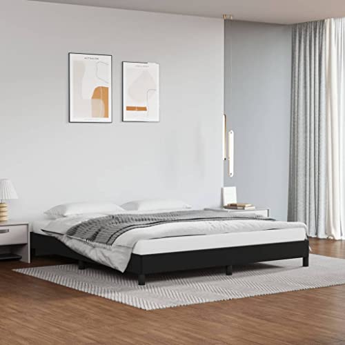 vidaXL Bed Frame Home Indoor Bed Accessory Bedroom Upholstered Wooden Double Bed Base Frame Furniture White 53.9"x74.8" Full Faux Leather