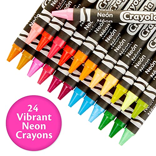 Crayola Neon Crayons, Back To School Supplies, 24Count, Multi (523410)