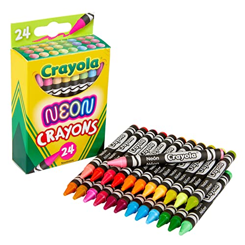 Crayola Neon Crayons, Back To School Supplies, 24Count, Multi (523410)