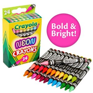 Crayola Neon Crayons, Back To School Supplies, 24Count, Multi (523410)