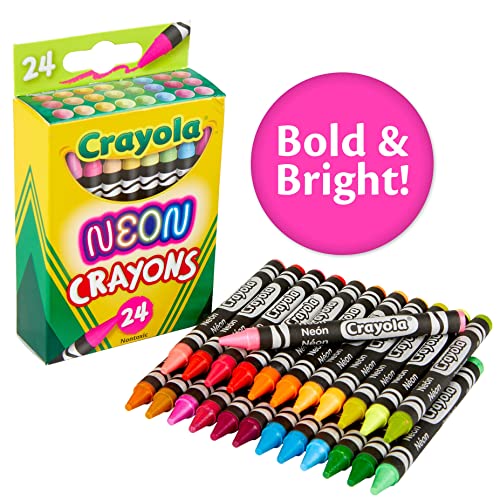 Crayola Neon Crayons, Back To School Supplies, 24Count, Multi (523410)