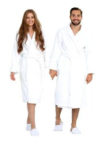 biolinen luxury cotton terry shawl bathrobe collar robe with slippers bathrobe for men & women 100% combed terry unisex spa robe – premium quality bathrobe
