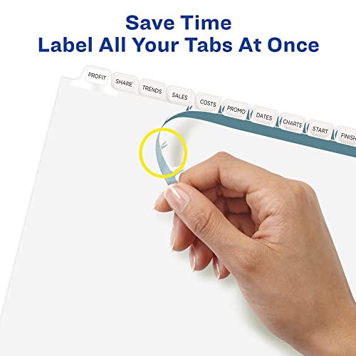 Avery 12 Tab Dividers for 3 Ring Binder, Easy Print & Apply Clear Label Strip, Index Maker Customizable White Tabs, 6-Pack of 5 Sets, 30 Sets Total (11429)