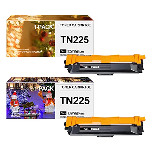 PIONOUS TN225 Black Toner Cartridge Compatible Replacement for Brother MFC-9130CW 9140CDN 9330CDW 9340CDW DCP-9015CDW 9020CDN Printers (2 Pack，TN-225)