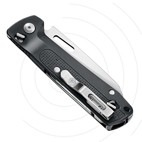 LEATHERMAN, FREE K4 EDC Pocket Multitool with Knife, Magnetic Locking, Aluminum Handles and Pocket Clip, Made in the USA, Gray (K4)