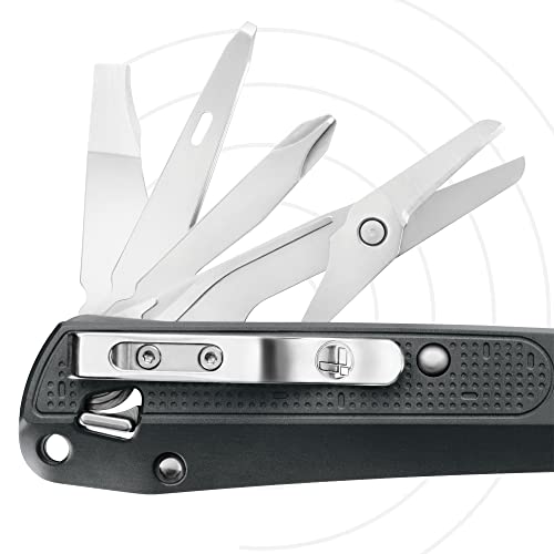 LEATHERMAN, FREE K4 EDC Pocket Multitool with Knife, Magnetic Locking, Aluminum Handles and Pocket Clip, Made in the USA, Gray (K4)