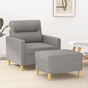 vidaXL Sofa Chair with Footstool Living Room Leisure Relax Single Couch TV Sofa Chair Seating Armchair Seat Furniture Light Gray Fabric
