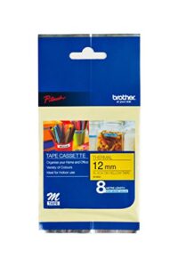 brother mk631 m series labeling tape for p-touch labelers, 1/2-inch w, black on yellow