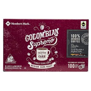 member’s mark colombian supremo coffee 100 single-serve cups. a1