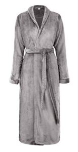 simplicity unisex plush spa hotel kimono bath robe bathrobe sleepwear steel grey, one size