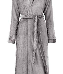 Simplicity Unisex Plush Spa Hotel Kimono Bath Robe Bathrobe Sleepwear Steel Grey, One Size